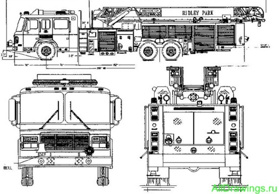 American LaFrance (Пожарная машина) чертежи (рисунки) грузовика